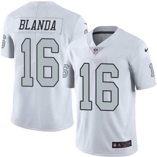 Men's Limited George Blanda Nike Jersey White - #16 Rush NFL Oakland Raiders